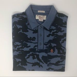 Original Penguin Blue & Navy Camo Polo Size S
